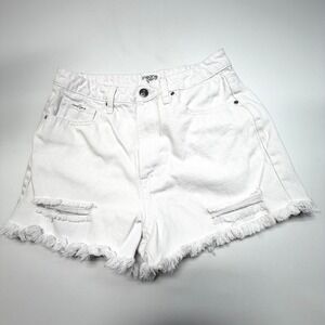 Insane Gene White Distressed Denim Shorts Women's M Frayed Hem